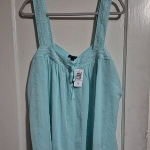 Torrid Aqua Embroidered Tank Top